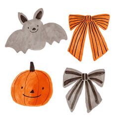 Watercolor Happy Halloween Cute children's design elements