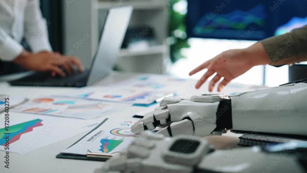 Poster ai-driven solutions optimizing workplace efficiency by refining financial forecasting, analytics, an