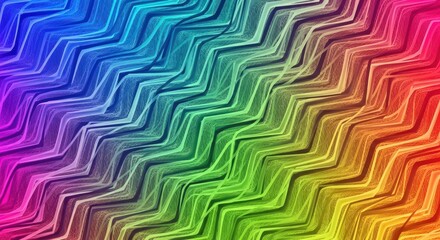A vibrant, abstract background featuring a rainbow gradient with a textured, zigzag pattern.