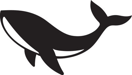 Whale Silhouette Logo Design Minimalist Black Whale Vector Icon for Marine Ocean Nautical Wildlife Sea Life Eco Aquarium and Conservation Branding