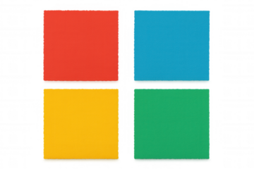 Four colorful squares in red, blue, yellow, and green providing a transparent background concept