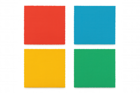 Four colorful squares in red, blue, yellow, and green providing a transparent background concept