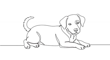 Single line drawing of a dog