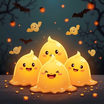 cute Halloween ghosts illustration
