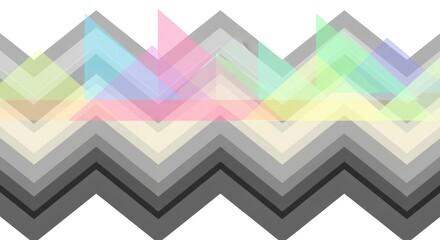 A vibrant abstract background featuring overlapping translucent triangles in various pastel colors arranged in a zigzag pattern.