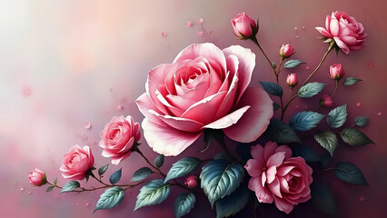 Bouquet of pink roses
