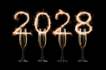 New year 2028 sparkling numbers