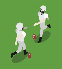 American Football Player Kicking Isometric Vector Set