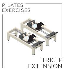 Pilates Exercise Tricep Extension on the Reformer Vector