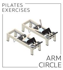 Pilates Exercise Arm Circle on the Reformer Vector