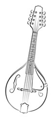 The sketch of a small stringed Mandolin.
