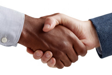 Close-up view of business partners shaking hands in a show of agreement and deal transparent