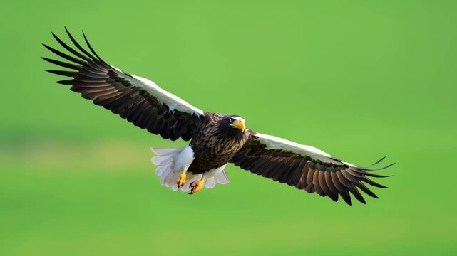 Fliegender Adler auf gr&uuml;nem Chroma Key Hintergrund &ndash; freigestellter  Raubvogel