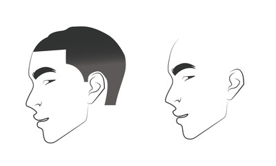 Beautiful man profile set icon. Vector, man, hair