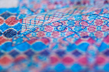 Colorful Abstract Pattern with Intricate Designs in Blue and Pink Hues