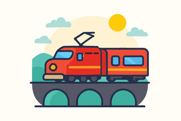 Fototapeta premium vector illustration of a cartoon train