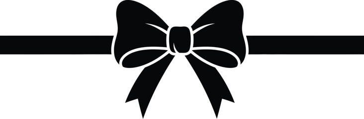 Elegant black ribbon and bow graphic on white background
