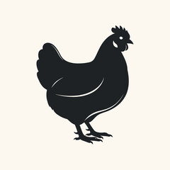 Silhouette of a chicken standing on a light background.