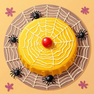 spooky spiderweb cake illustration