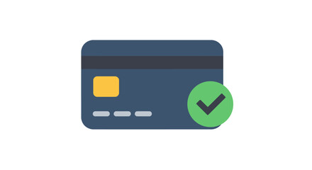 Fototapeta premium A graphic illustration of a credit card with a green check mark, signifying successful payment or validation.
