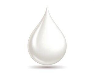 Obraz premium A smooth, glossy, white milk drop, isolated against a pure white background, showcasing a realistic, three-dimensional form.