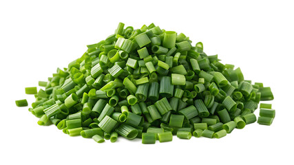 Pile of finely chopped chives isolated on transparent background, adding a fresh and vibrant touch to culinary creations and dishes