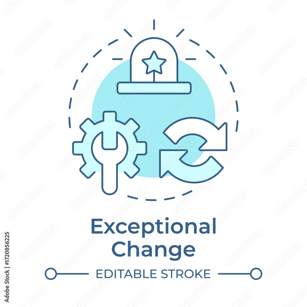 Poster exceptional change soft blue concept icon. urgent reaction on crisis. innovation management type. ro
