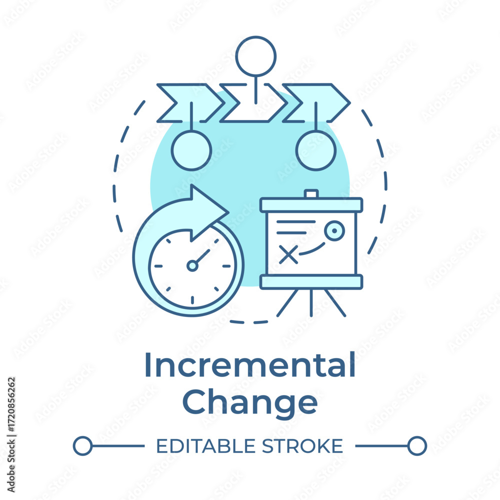Poster incremental change soft blue concept icon. low risks organization progress. innovation management ty
