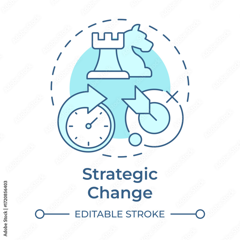 Poster strategic change soft blue concept icon. planning organization growth. type of organizational shift.