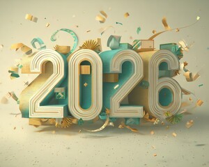 Teal And Gold 2026 New Year Design