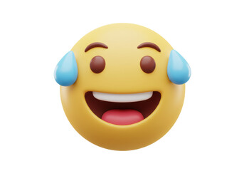 Isolated Face with Droplets of Sweat Rolling from Forehead, Emotionally Funny Emoji