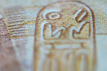 Naklejka premium Close-Up of Ancient Egyptian Hieroglyphs on Papyrus Material