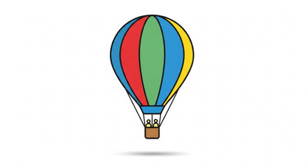Hot air balloon vector illustration colorful balloon with basket travel adventure sky high flight 100 character
