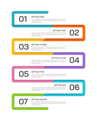 Obraz na płótnie Canvas Vertical Business Infographic. Modern 7 Option or Step with Colorful Wavy Timeline. Presentation, Plan and Strategy. Vector Illustration.