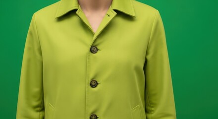 Person Wearing Green Jacket on Studio Background, Fashion Portrait