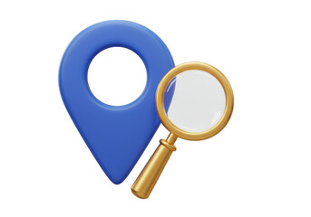 Isolated icon design of location pin and magnifying glass for searching a place