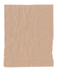 Wrinkled Kraft Paper Blank Sheet, Isolated PNG