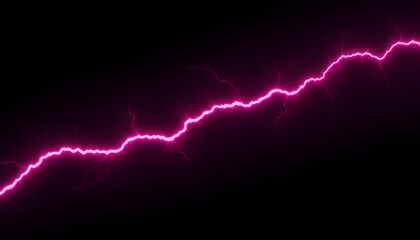 Pink Lightning Across Black Sky