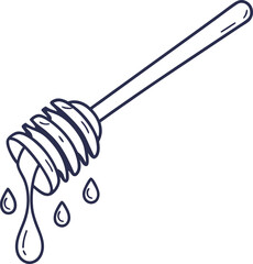 Minimalist honey dipper icon with dripping honey in clean outline style.