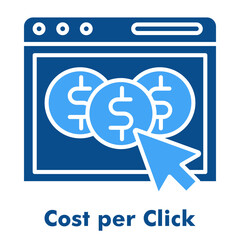 Cost per Click Two Color Icon Solid Style