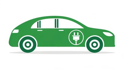 EV Icon Electric car illustration in green, symbolizing eco-friendly transportation.