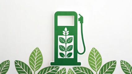 EV Icon Green fuel pump design with plant motifs symbolizing eco-friendly energy.