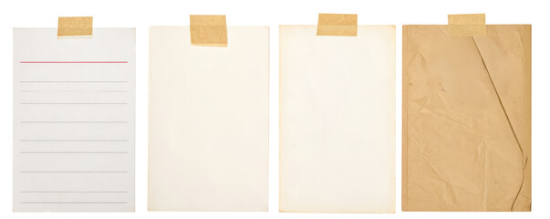 blank note paper vintage taped isolated on transparent png scrapbook design