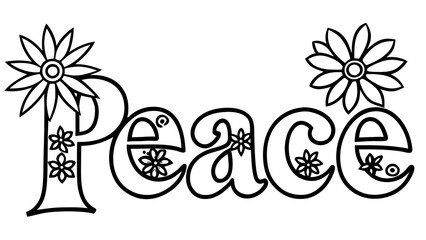 Floral Peace Sign Coloring Page Design