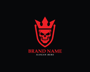 Red Skull Crown Logo Design for Brand Identity