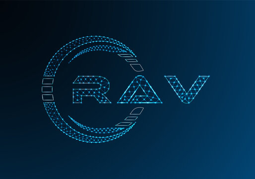 RAV low poly letter logo vector design. RAV lower poly logo design. Low poly logo.