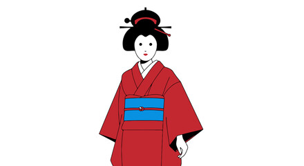 Elegant Geisha Illustration in Traditional Attire, Perfect for Cultural Education, Historical Presentations, and Japanese Art Appreciation Projects.