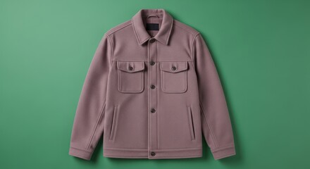 Dusty Rose Wool Jacket Lay Flat on Green Background