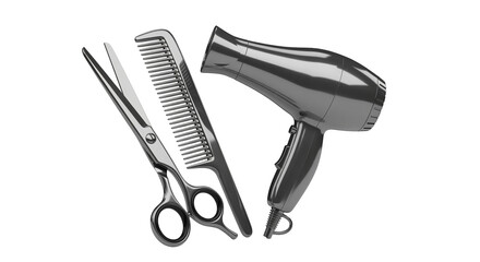 Hairdressing tools, dryer, comb and scissors