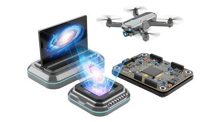 Drone, circuit board, and hologram projectors